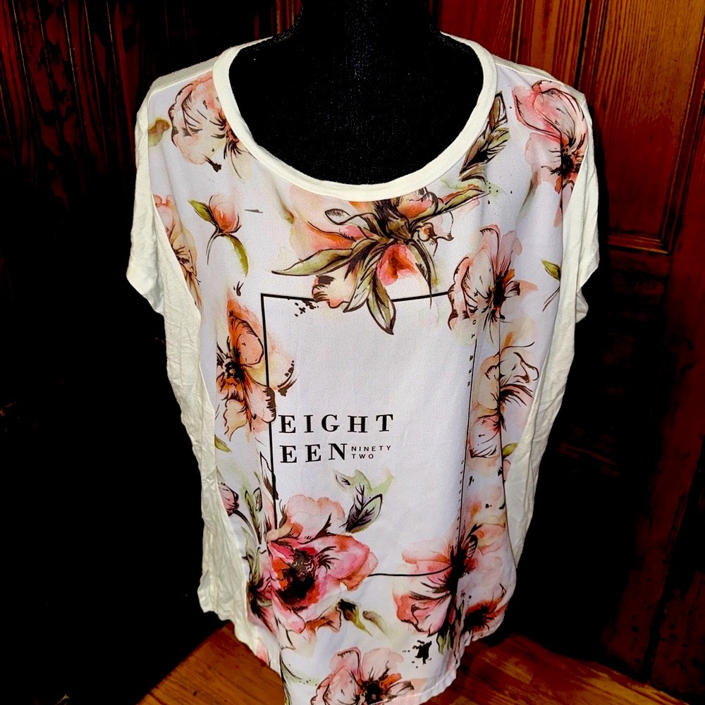 Abercrombie & Fitch Pink White Relaxed Short Sleeve Tee